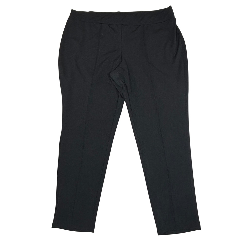 Ashley Stewart Black Knit Professional Pants Elastic Waist Stretch Womens 26/28